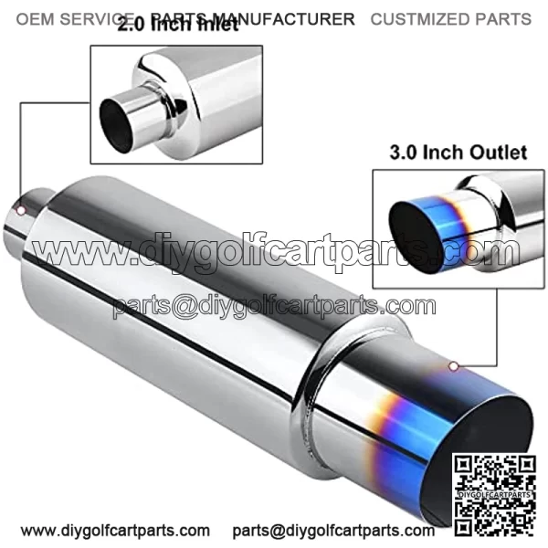 Exhaust Muffler, Stainless Steel Exhaust Tip, Universal 15" Length (Burnt, 2" Inlet 3" Outlet) - Image 4