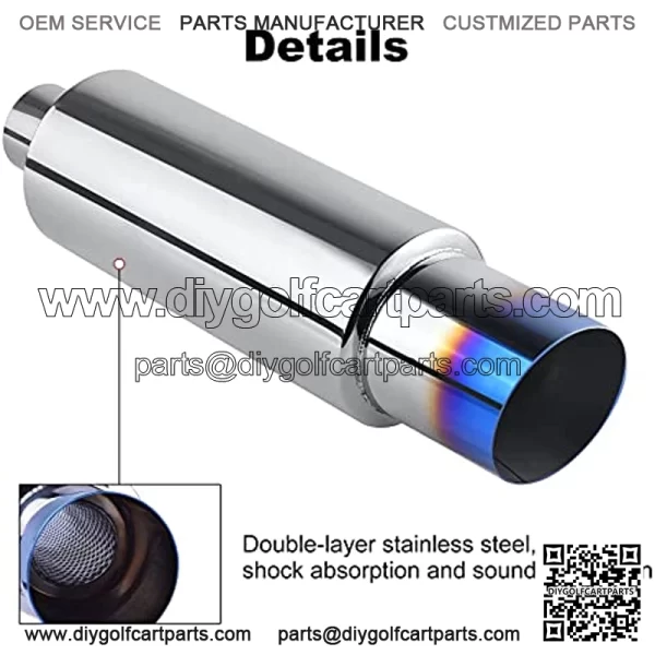 Exhaust Muffler, Stainless Steel Exhaust Tip, Universal 15" Length (Burnt, 2" Inlet 3" Outlet) - Image 5