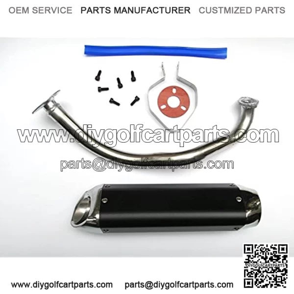 NEW! High Performance Exhaust System Muffler for GY6 50cc-400cc 4 Stroke Scooters ATV Go Kart (Black) - Image 2
