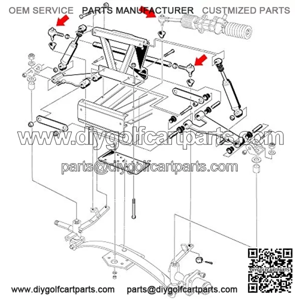 Golf Cart Tie Rod End Kit for Club Car DS 1976-2008 Gas & Electric, Left-Hand & Right-Hand Thread Ball Joint, OEM# 7539 7540 - Image 2