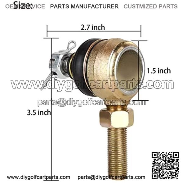 Golf Cart Tie Rod End Kit for Club Car DS 1976-2008 Gas & Electric, Left-Hand & Right-Hand Thread Ball Joint, OEM# 7539 7540 - Image 3