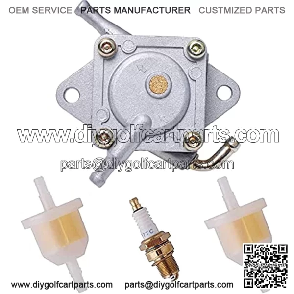 Club Car Fuel Pump for Compatible with Gas Golf Cart Tune Up Kit with Fuel Filter Spark Plug DS Precedent from 1984 to Present 290FE 350FE Compatible with Kawasaki Engine 1014523