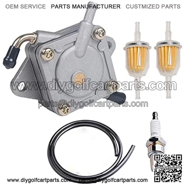 Replacement Club Car Fuel Pump Cart Fuel Filter Spark Plug with 2-Feet Fuel Line Replacement for Gas Golf DS Precedent from 1984 to Present 290FE 350FE Kawasaki Engine 1014523