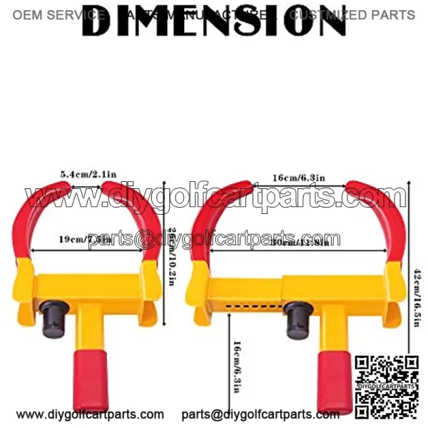 Universal Wheel Lock Heavy Duty Security Trailer Wheel Lock Tires for Car SUV Boat Motorcycle Golf Cart Great Deterrent Bright Color with 3 Ke(Red-Yellow) - Image 2