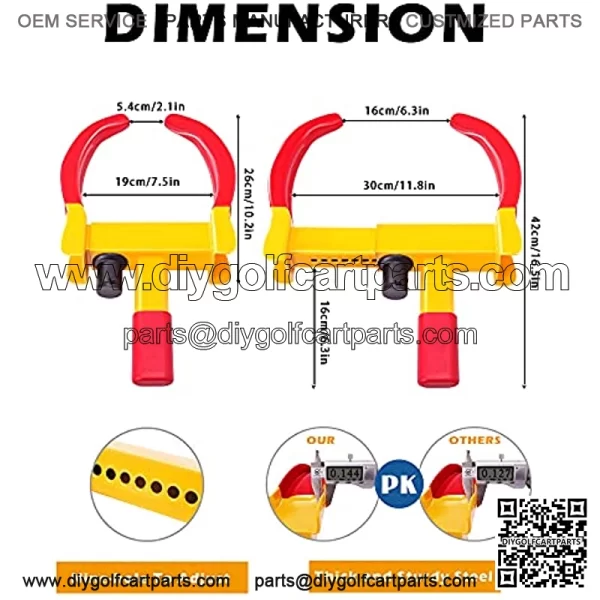 Heavy Duty Wheel Lock Universal Security Trailer Wheel Locks Tire for Car ATV SUV Golf Cart Motorcycle Great Deterrent Bright Red/Yellow with 3 Ke(Red-Yellow) - Image 2