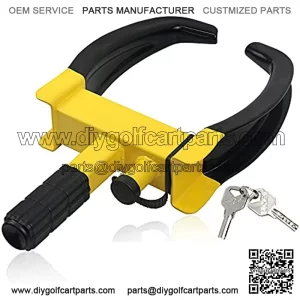 Wheel Clamp Lock Universal Security Tire Lock Anti Theft Lock Fit Most Vehicles Max 10" Tire Width and 7" Reach for Trailers SUV Boats ATV's Motorcycles Golf Cart Great Deterrent Bright Yellow/Black