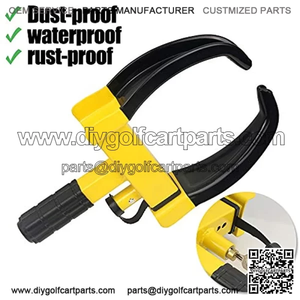 Wheel Clamp Lock Universal Security Tire Lock Anti Theft Lock Fit Most Vehicles Max 10" Tire Width and 7" Reach for Trailers SUV Boats ATV's Motorcycles Golf Cart Great Deterrent Bright Yellow/Black - Image 2