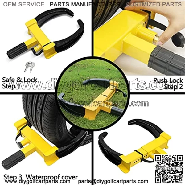 Wheel Clamp Lock Universal Security Tire Lock Anti Theft Lock Fit Most Vehicles Max 10" Tire Width and 7" Reach for Trailers SUV Boats ATV's Motorcycles Golf Cart Great Deterrent 2 Packs - Image 3