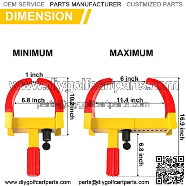 Trailer Wheel Lock Anti-Theft Device Heavy Duty Universal Steering Wheel Locks for Trailers Wheel Clamp Lock Key Fit Most Vehicles,Suitable for RV SUV Motorcycle Golf Cart Boats and Cars - Image 2