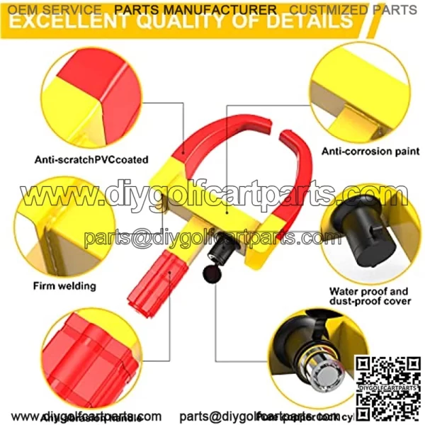 Trailer Wheel Lock Anti-Theft Device Heavy Duty Universal Steering Wheel Locks for Trailers Wheel Clamp Lock Key Fit Most Vehicles,Suitable for RV SUV Motorcycle Golf Cart Boats and Cars - Image 3
