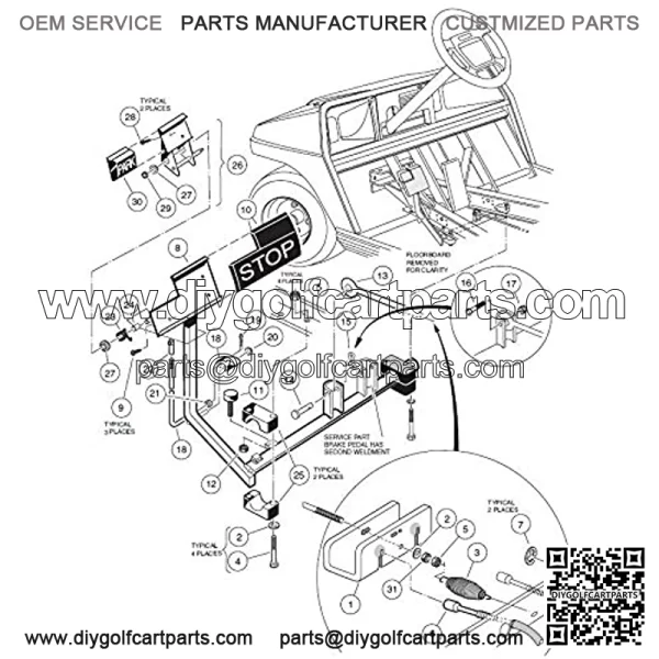 Club Car 81-Up DS Model Golf Cart Hill Brake Pedal Return Spring - Image 4