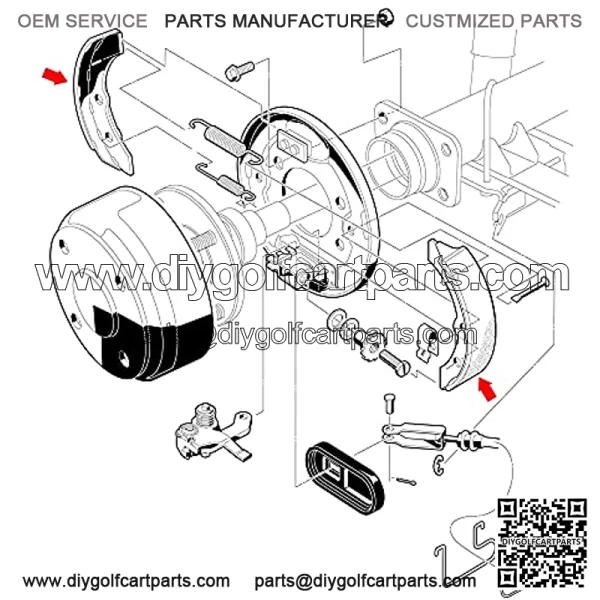 Golf Cart Brake Shoes Kit for Club Car DS & Carryall (Manual Adjust) 1981-1994 OEM# 101146302, EZGO 1983-1986 G&E, Yamaha G1 1978-1981 G, Columbia Par Car 1986-2017 G&E - Image 4