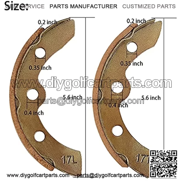 Golf Cart Brake Shoes for Club Car DS 1995-up, Club Car Precedent 2004-Up, EZGO 1986.5-1996, Yamaha G1 G2 G8 G9 1018232-01 (2 Short & 2 Long) - Image 3