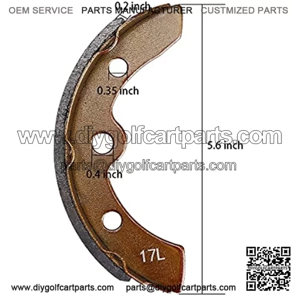 Golf Cart Brake Shoes Kit for Club Car DS & Carryall (Manual Adjust) 1981-1994 OEM# 101146302, 1983-1986 G&E, Yamaha G1 1978-1981 G, Par Car 1986-2017 G&E - Image 2