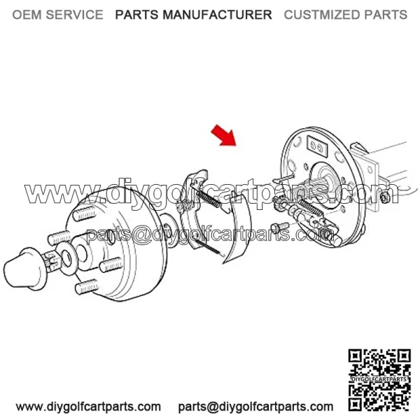 Golf Cart Brake Assembly for EZGO TXT PDS, Yamaha G14 G16 G19 G20 G21 G22, 1 Pair Driver Side and Passenger Side, Includes Brake Shoes, OEM# 70998-G01 70998-G02 - Image 2