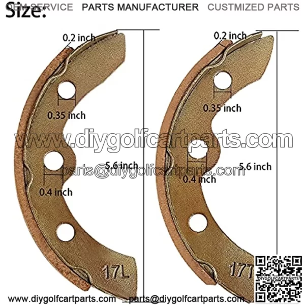 Golf Cart Brake Shoes for Club Car DS 1995-up, Club Car Precedent 2004-up, EZGO 1986.5-1996, Yamaha G1 G2 G8 G9, OEM 1018232-01 (2 Short & 2 Long) - Image 3