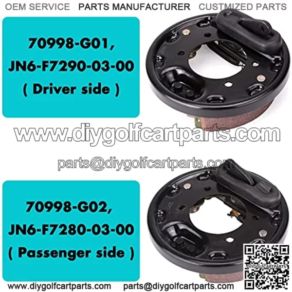 Golf Cart Brake Assembly,Rear Brake Cluster Driver Side+Passenger Side fits EZGO 1996-UP PDS&TXT RXV&Medalist,Yamaha G14-G22 Models,OEM:70998-G02/70998-G01,JN6-F7290-03-00/JN6-F7280-03-00 - Image 2