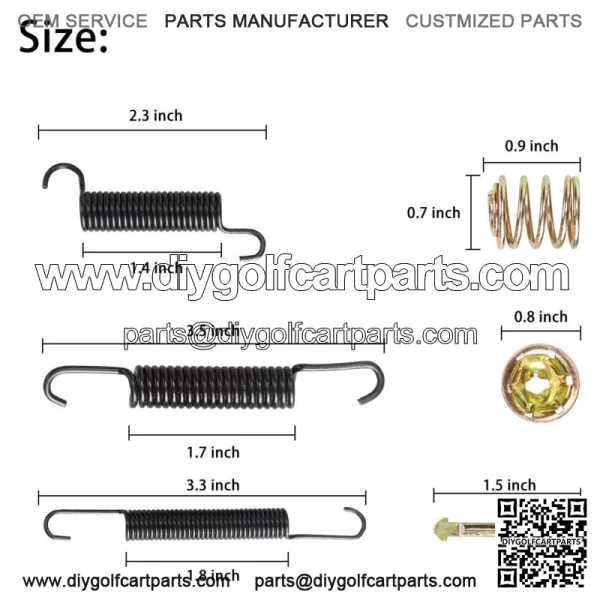Golf Cart Bendix Drum Brake Shoes Spring Hardware Kit for EZGO 1991-up & Yamaha - Image 2
