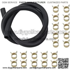 3/16" ID Fuel Line (6 Feet) Gas Tube Tubing Pneumatic Hose Clamps Clips Replacement for Kawasaki Kohler Motorcycle Lawn Tractor Snowmoble ATV UTV Weed Eater Golf Cart Generator