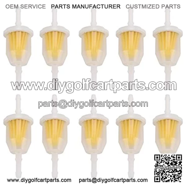 10 pcs 1/4" Fuel Filter + 5 Feet 1/4 Inch Fuel Line + 20 pcs Clamps Gas Inline Fuel Filters for Small Engines Golf Cart Moped Scooter Motorcycle Mni Bike Lawn Mower Weedeater Generators - Image 2