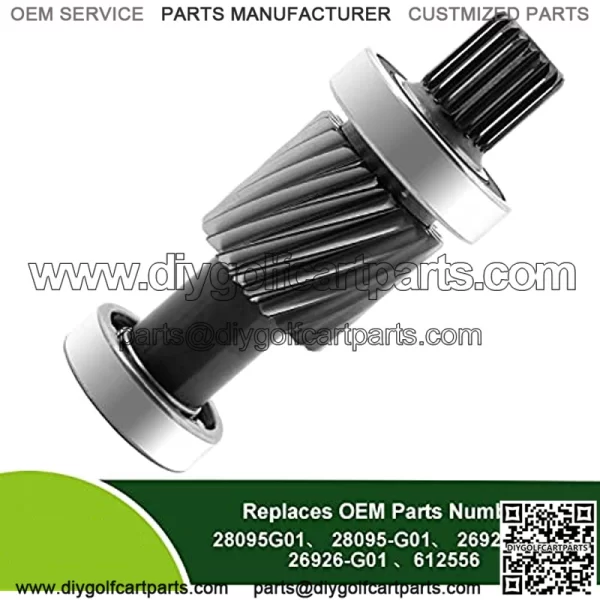 EZGO TXT Input Shaft Kit for 1988-1990 & 1994-up Electric Golf Cart Models, 19 Splines/21 Tooth, 1.5" Diameter Gear, Replaces OEM # 26926-G01, 26926G01, 28095-G01, 28095G01, 612556 - Image 4
