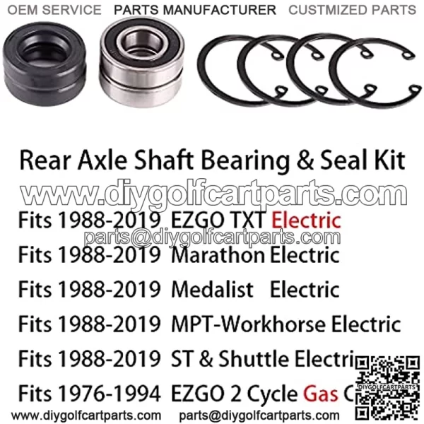 Rear Axle Shaft Bearing & Seal Kit for EZGO Golf Cart, OEM# 611931 70181-G01 70181G01 15112-G1 15112G1 620343, 2 Pack - Image 2