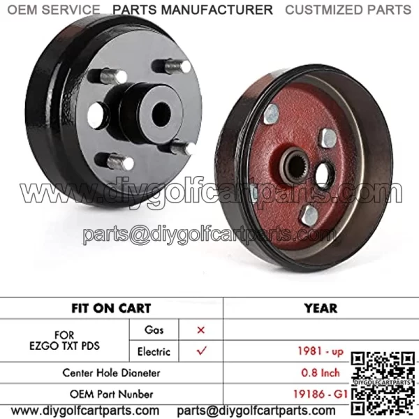 Golf Cart EZGO Brake Maintenance Kit for 1997-Up Electric EZGO TXT PDS,Incl. Brake Hub Drums & Brake Pads/Shoes, OEM# 19186G1, 70794G01, 70795G01, 27943G01(NOT FIT Gas Models) - Image 2