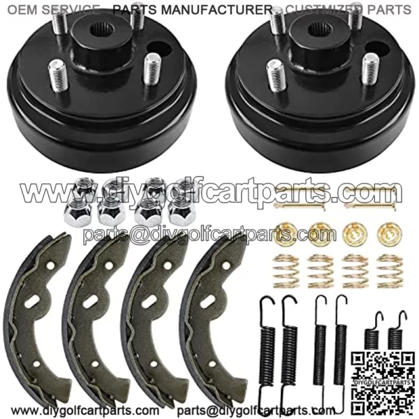 Golf Cart Brake Maintenance Kit for 1997-2008 Electric Vehicles EZGO TXT, Includes Brake Drums Brake Shoes & EZGO Bendix Brake Shoes Spring Kits OEM# 19186G1 70794G01 70795G01 (NOT FIT Gas Models)