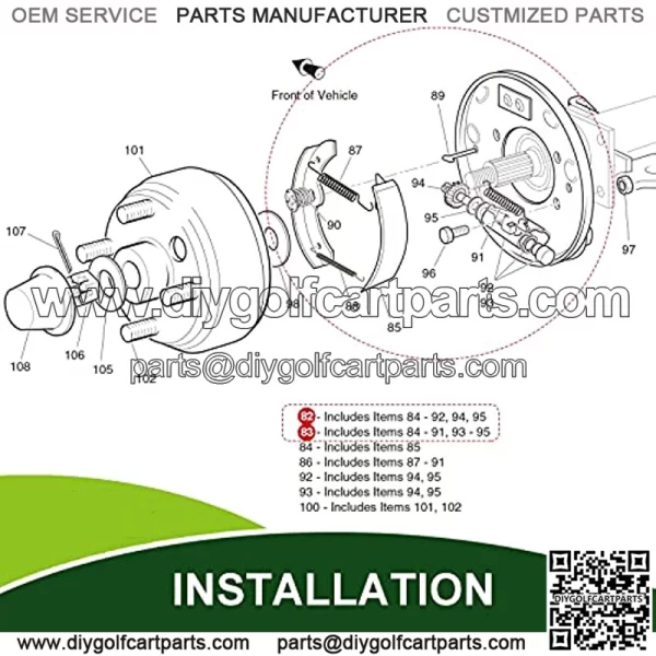 Golf Cart Brake Cluster Assembly for EZGO TXT/RXV/Medalist 1996-up & Yamaha G14-G22 Models Replaces OEM # 70998-G01/70998-G02, JN6-F7290-03-00/JN6-F7280-03-00 - Driver & Passenger Side - Image 5