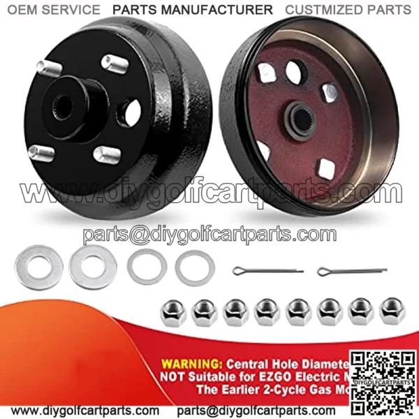 Golf Cart Brake Hub Drum w/30 Teeth Die Casting Fine Splined for EZGO 1991-up 4 Cycle Gas Models, Replaces OEM # 21807-G1, 21807G1, 41843-94 - 2 Pcs - Image 2