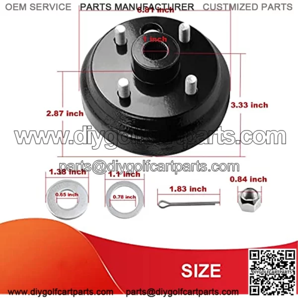 Golf Cart Brake Hub Drum w/30 Teeth Die Casting Fine Splined for EZGO 1991-up 4 Cycle Gas Models, Replaces OEM # 21807-G1, 21807G1, 41843-94 - 2 Pcs - Image 5