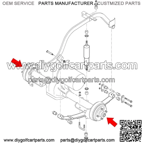 Golf Cart Brake Drums & Brake Shoes Kit for EZGO TXT 1996-up Electric Vehicles, Replace OEM 70794G01 70795G01 27943G01 27945G01 - Image 2