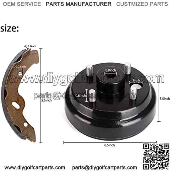 Golf Cart Brake Drums & Brake Shoes Kit for EZGO TXT 1996-up Electric Vehicles, Replace OEM 70794G01 70795G01 27943G01 27945G01 - Image 5