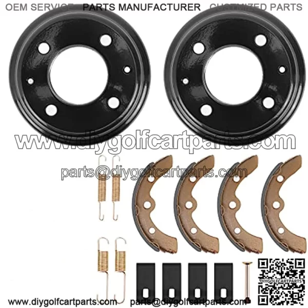 Golf Cart Brake Hub Drum & Brake Shoes Brake Spring Kit fit Club Car DS 1981-1994, OEM# 1011137 101146302 101816301