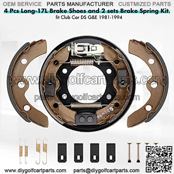Golf Cart Brake Hub Drum & Brake Shoes Brake Spring Kit fit Club Car DS 1981-1994, OEM# 1011137 101146302 101816301 - Image 4