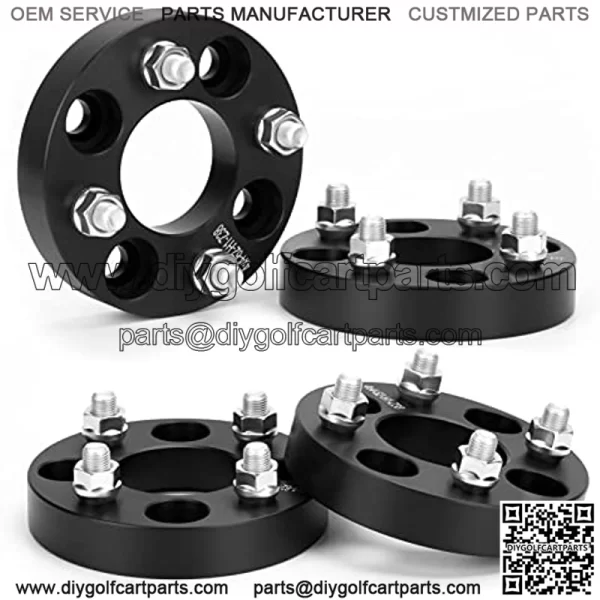 KSP 4x4 to 4x4 Wheel Spacers for Golf Cart, 1" ATV Wheel Spacer Fits for EZ GO EZGO Club Car, 25mm Thick 4x101.6mm Thread Pitch 1/2" x20 Hub bore 62mm, Black 4PCS