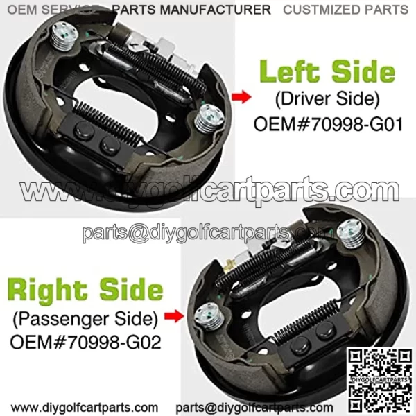 Golf Cart Brake Assembly for EZGO TXT PDS and Yamaha G14 G16 G19 G20 G21 G22, Driver and Passenger Side Brake Assembly Include EZGO TXT Brakes Shoes, OEM# 70998-G01 70998-G02 - Image 3
