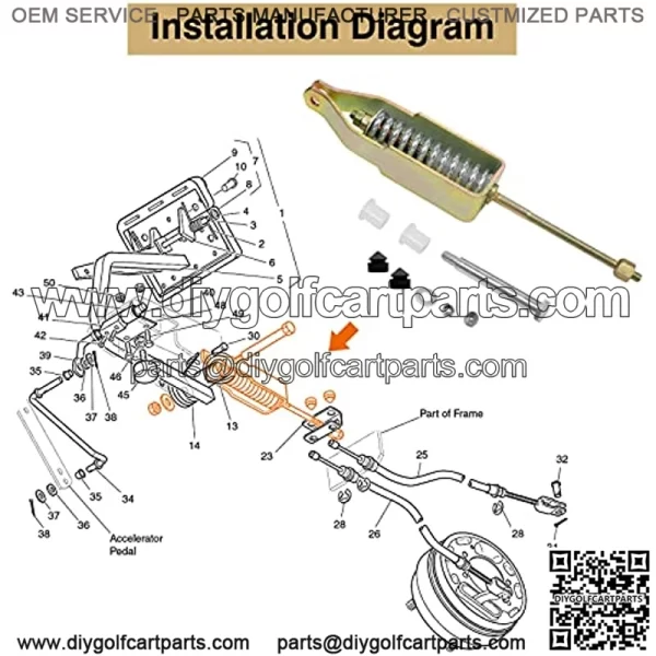 Golf Cart Brake Compensator Assembly Kit for EZGO Medalist TXT PDS 1994-up Gas & Electric, OEM# 70272-G04 612558 - Image 2