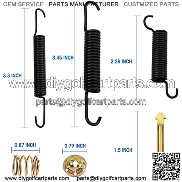 EZGO Brake Shoes Pads and Spring Kit for 1996-Up TXT/ST350/Workhorse and Yamaha 1993-Up G14, G16, G19-G22 Golf Cart Models Replaces # 27943G01, 70794G01, 70795G01 - Image 3