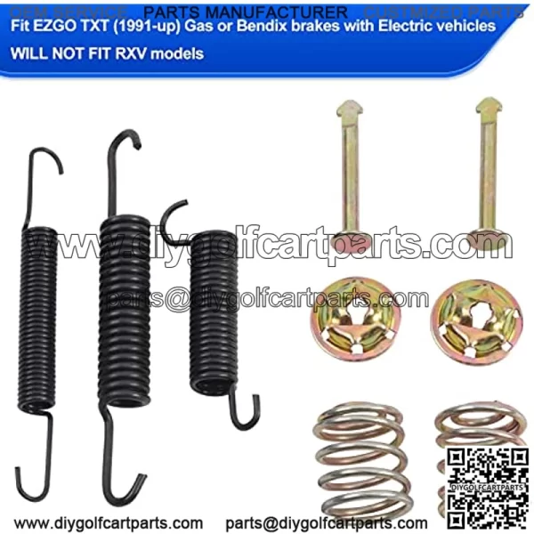 EZGO Brake Shoes Pads and Spring Kit for 1996-Up TXT/ST350/Workhorse and Yamaha 1993-Up G14, G16, G19-G22 Golf Cart Models Replaces # 27943G01, 70794G01, 70795G01 - Image 4