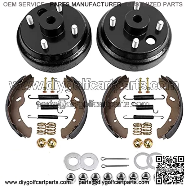 EZGO TXT Brake Hub Drum & Brake Shoes & Brake Shoes Springs Repair Kit for 1996-up Electric Golf Cart Replaces OEM # 19186G1, 70794G01, 70795G01, 27943G01, 27945G01, 27944G01