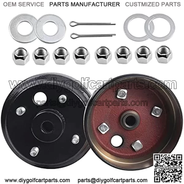 EZGO TXT Brake Hub Drum & Brake Shoes & Brake Shoes Springs Repair Kit for 1996-up Electric Golf Cart Replaces OEM # 19186G1, 70794G01, 70795G01, 27943G01, 27945G01, 27944G01 - Image 2