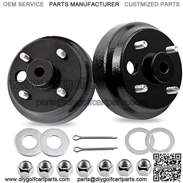 EZGO TXT Brake Hub Drum Assembly with Nuts for 1982-up Electric & 1982-1993 2 Cycle Gas Golf Cart Models Replaces OEM # 19186-G1P, 17298-G1, 17082-G2
