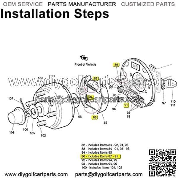 EZGO Bendix Brake Shoes Spring Kits EZGO TXT Golf Carts 1991 up Gas/Electric Yamaha G14, G16, G19, G20, G21 and G22 Brake Hardware Kit JG5819G-00,27944-G01 - Image 5