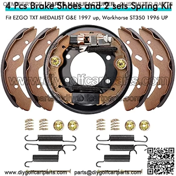 Golf Cart Brake Shoes & Brake Spring Kit Fits EZGO TXT Medalist 1997 UP, Workhorse 1996+, Yamaha G9-G22, Replace OEM 27943G01 27944G01 70795G01 JN6-F5331-01-00 - Image 2