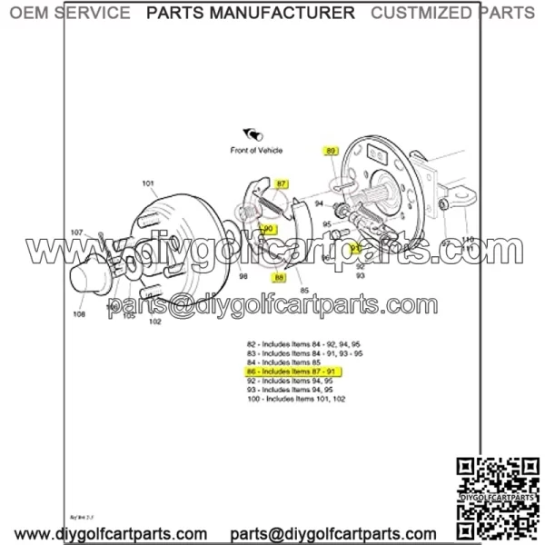 Golf Cart Brake Shoes & Brake Spring Kit Fits EZGO TXT Medalist 1997 UP, Workhorse 1996+, Yamaha G9-G22, Replace OEM 27943G01 27944G01 70795G01 JN6-F5331-01-00 - Image 5