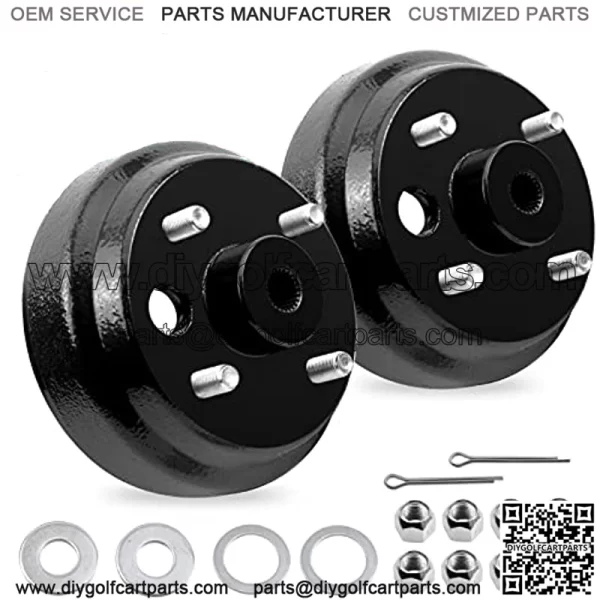 EZGO TXT Brake Drum/Hub Assembly with Lug Nuts for 1982-up Electric & 1982-1993 2 Cycle Gas Golf Cart Models Replaces OEM # 19186-G1P, 17298-G1, 17082-G2, 24-Teeth Star Spline