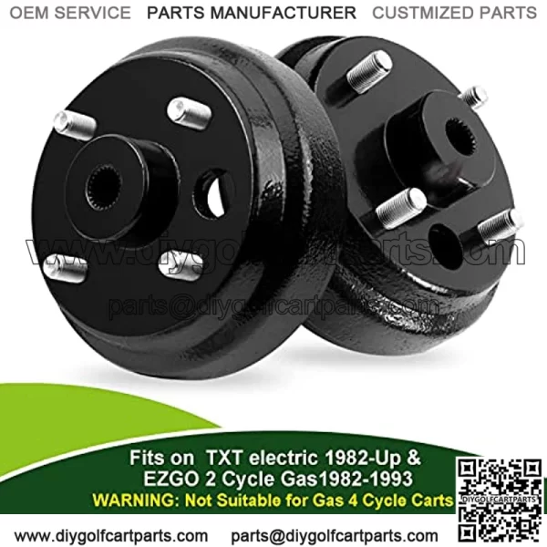 EZGO TXT Brake Drum/Hub Assembly with Lug Nuts for 1982-up Electric & 1982-1993 2 Cycle Gas Golf Cart Models Replaces OEM # 19186-G1P, 17298-G1, 17082-G2, 24-Teeth Star Spline - Image 3
