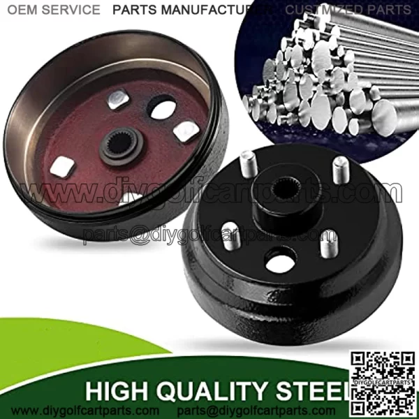 EZGO TXT Brake Drum/Hub Assembly with Lug Nuts for 1982-up Electric & 1982-1993 2 Cycle Gas Golf Cart Models Replaces OEM # 19186-G1P, 17298-G1, 17082-G2, 24-Teeth Star Spline - Image 4