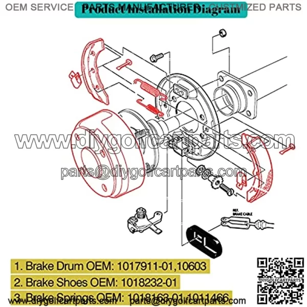 Club Car Golf Cart Brake Drums/Hub&Brake Shoes?Spring?Kit Fit Club Car DS 1995-Up&Precedent 2004-Up, Golf Cart Brake Maintenance Kit OEM#101791101 1018232-01 101816301 - Image 3